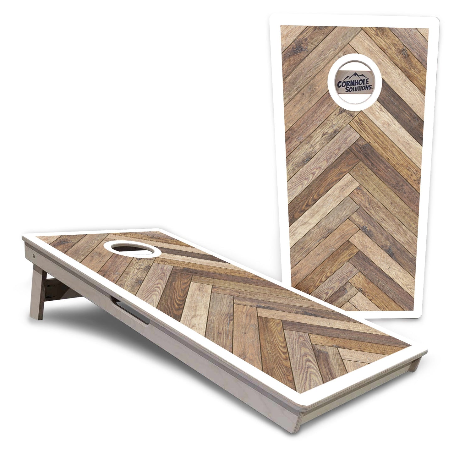 Herringbone w/ Border Cornhole Boards - Professional Tournament Series