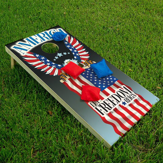 Eagle and Flag - Cornhole Board Wrap - Set of 2