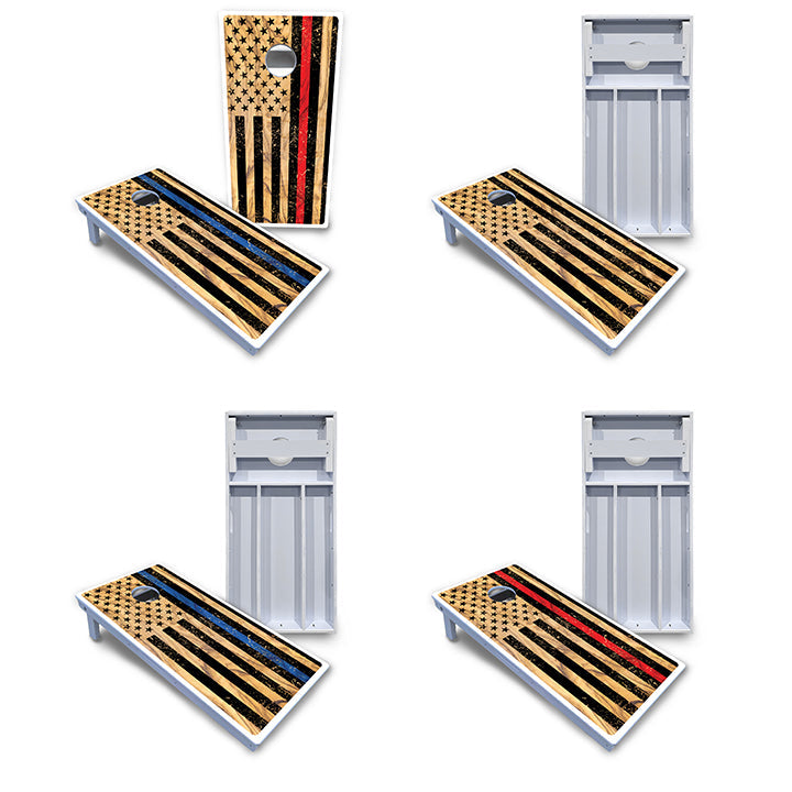 Light Wood Flag Cornhole Boards - All Weather Series