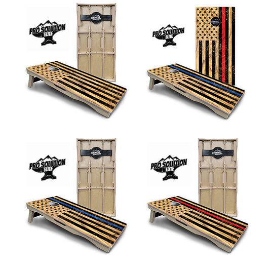 Light Wood Flag Cornhole Boards - Pro Solution Elite Series