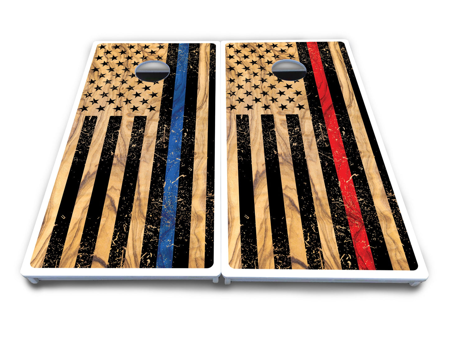 Light Wood Flag Cornhole Boards - All Weather Series