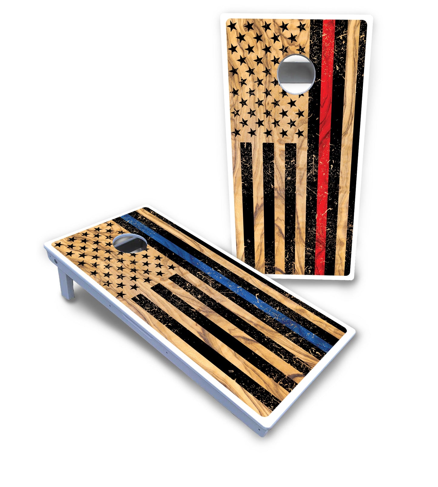 Light Wood Flag Cornhole Boards - All Weather Series