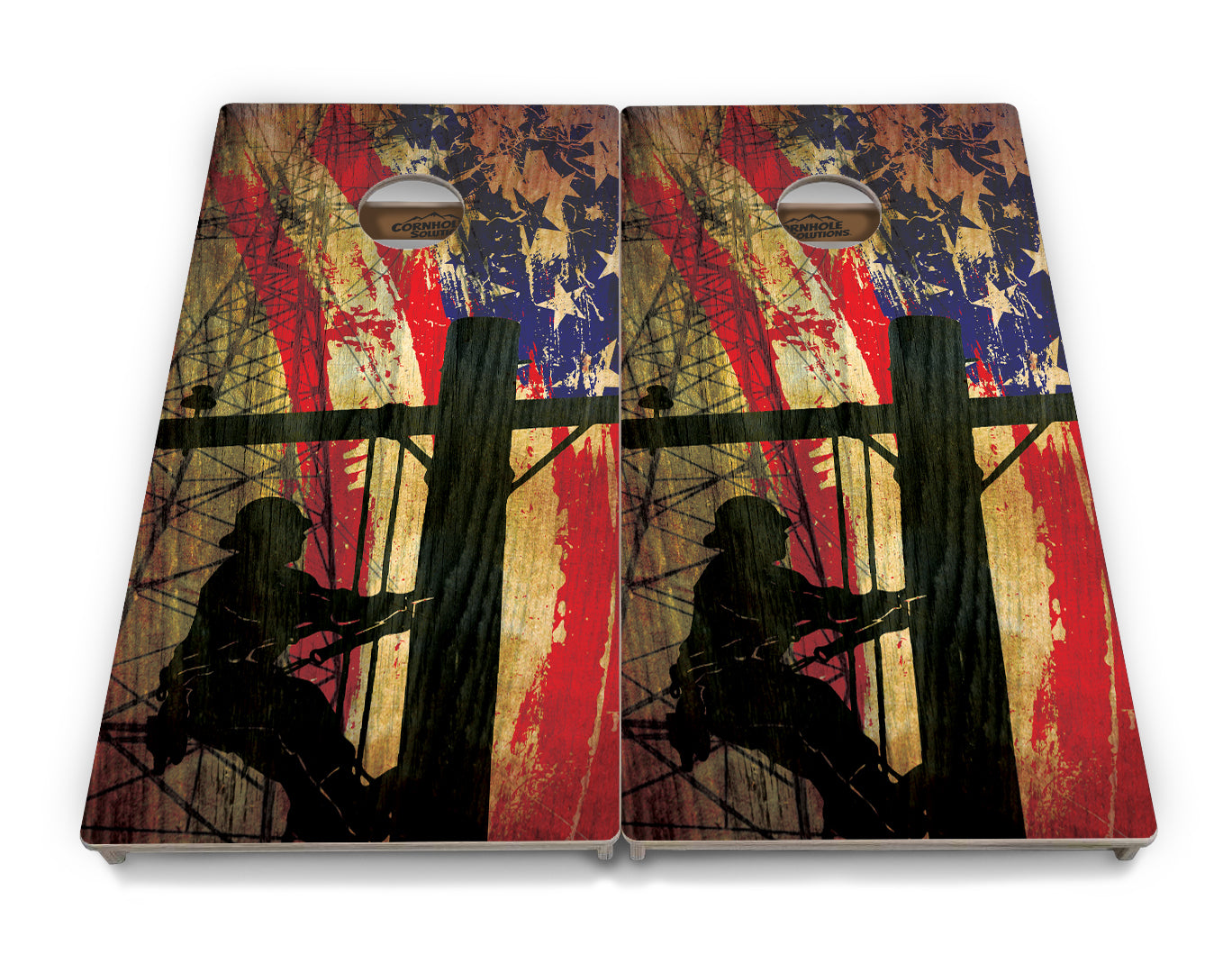 Faded Lineman Flag Cornhole Boards - Professional Tournament Series