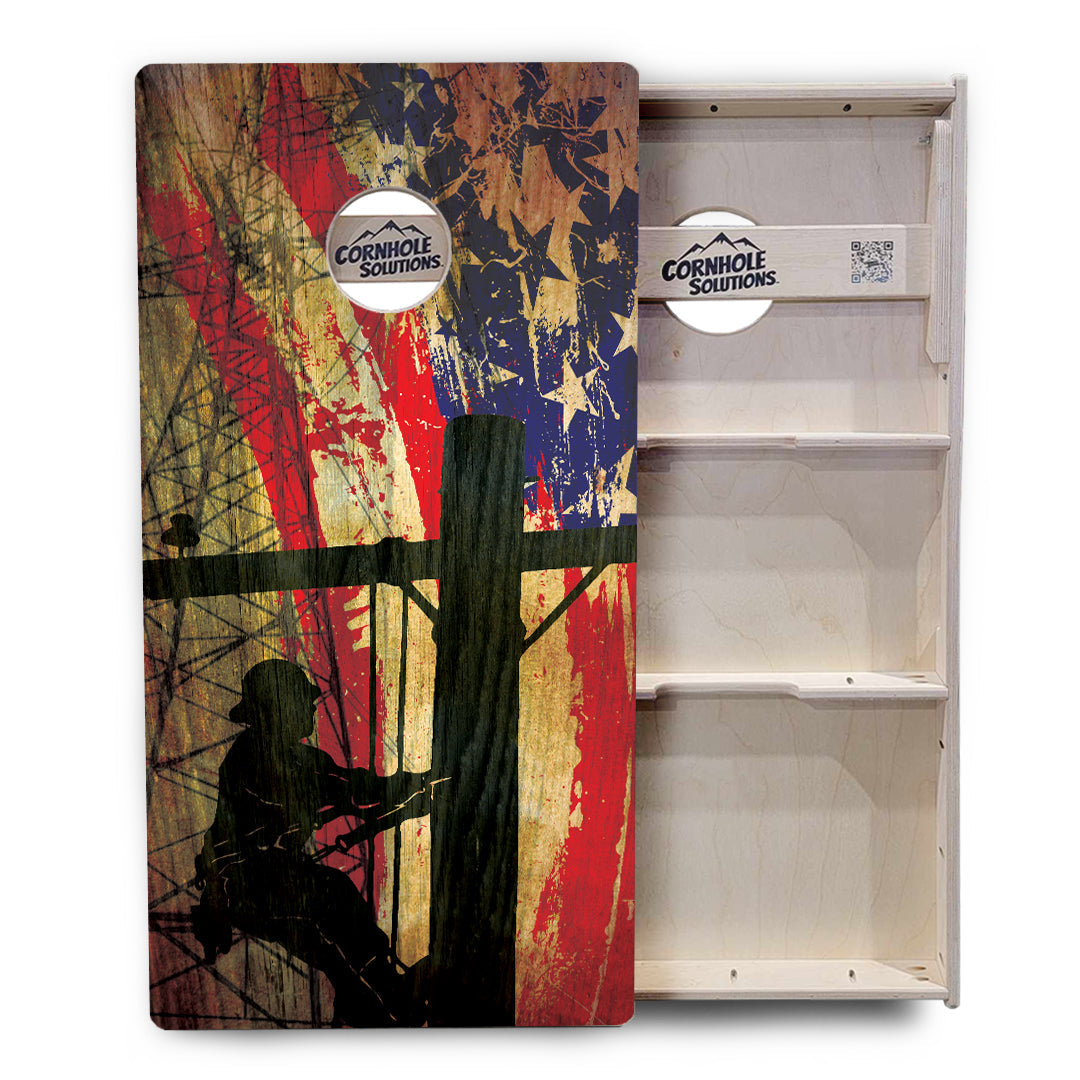 Faded Lineman Flag Cornhole Boards - Professional Tournament Series