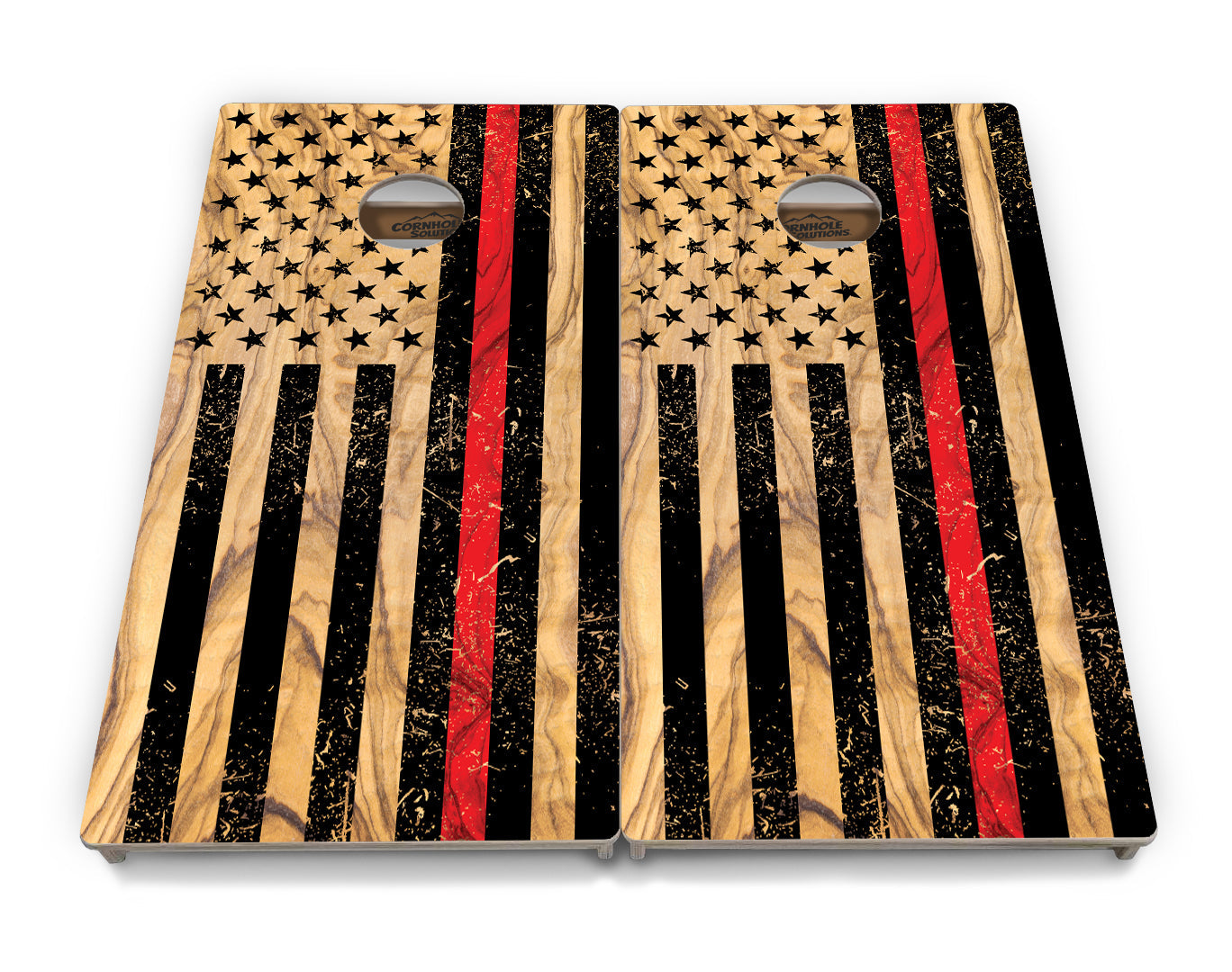 Light Wood Blue/Red Line Flag Cornhole Boards - Professional Tournament Series