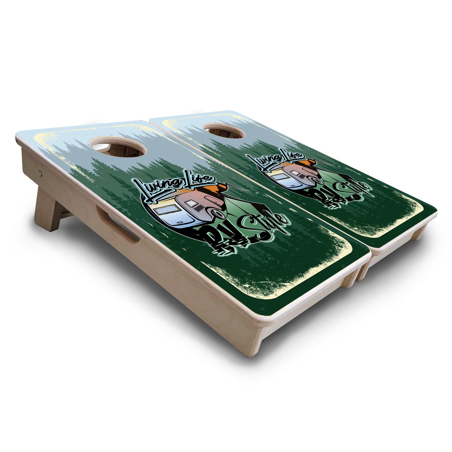 Living Life RV Style - Mini or Vacation Size Cornhole Boards