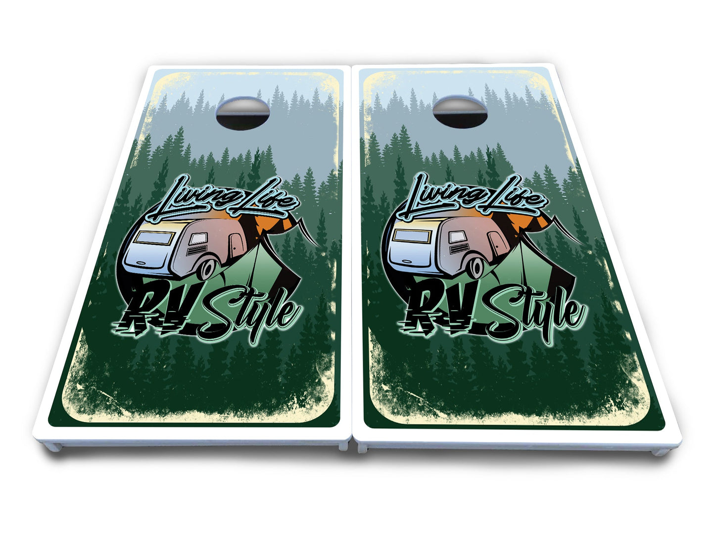 Living Life RV Style Cornhole Boards - All Weather Series