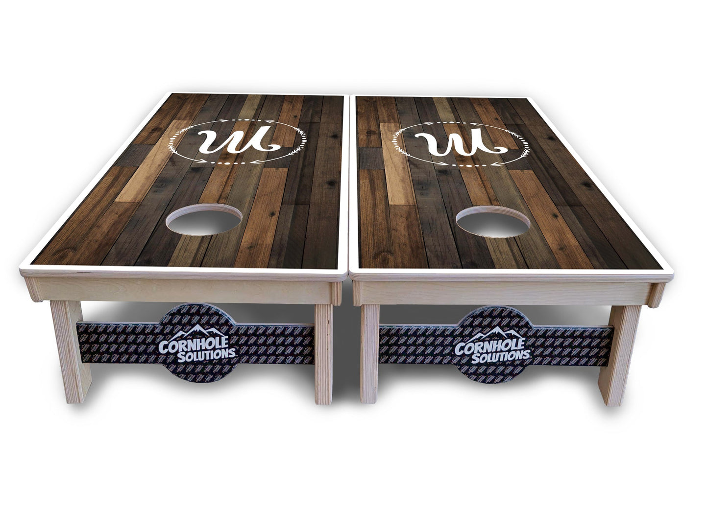 Wood Wreath Letter Cornhole Boards - Professional Tournament Series