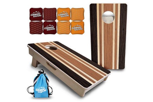 Brown Two Tone Stripes - Mini or Vacation Size Cornhole Boards