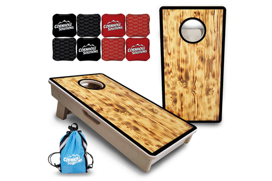 Burnt Wood Black Border - Mini or Vacation Size Cornhole Boards