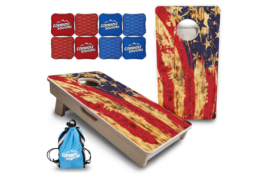 Faded Brush Burnt Flag - Mini or Vacation Size Cornhole Boards