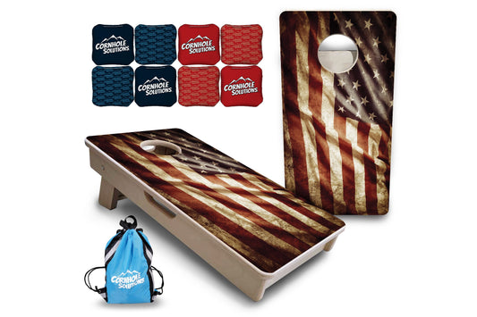 Rustic Wavy Flag - Mini or Vacation Size Cornhole Boards