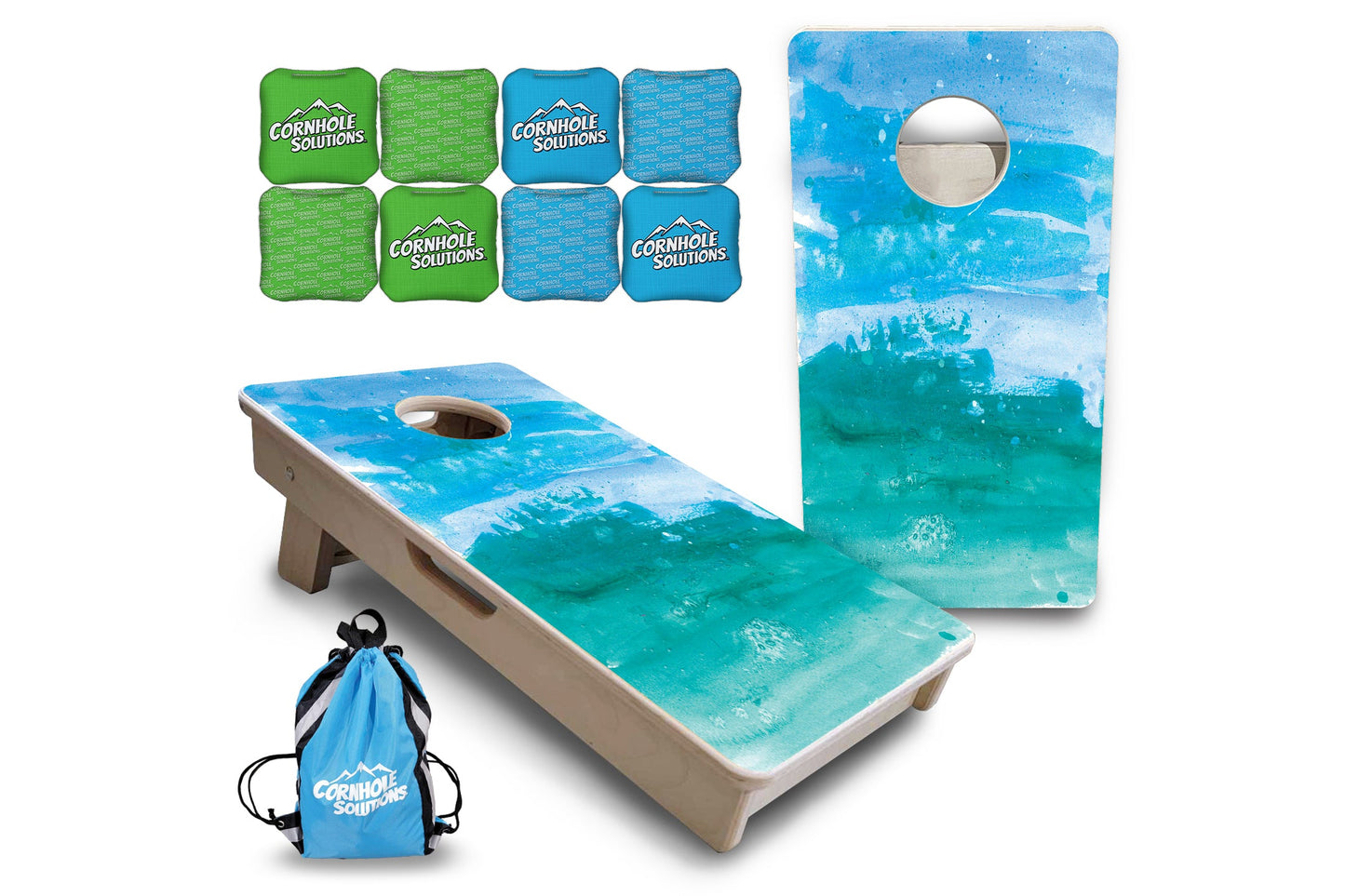 Mini Cornhole Boards - Blue Green Paint