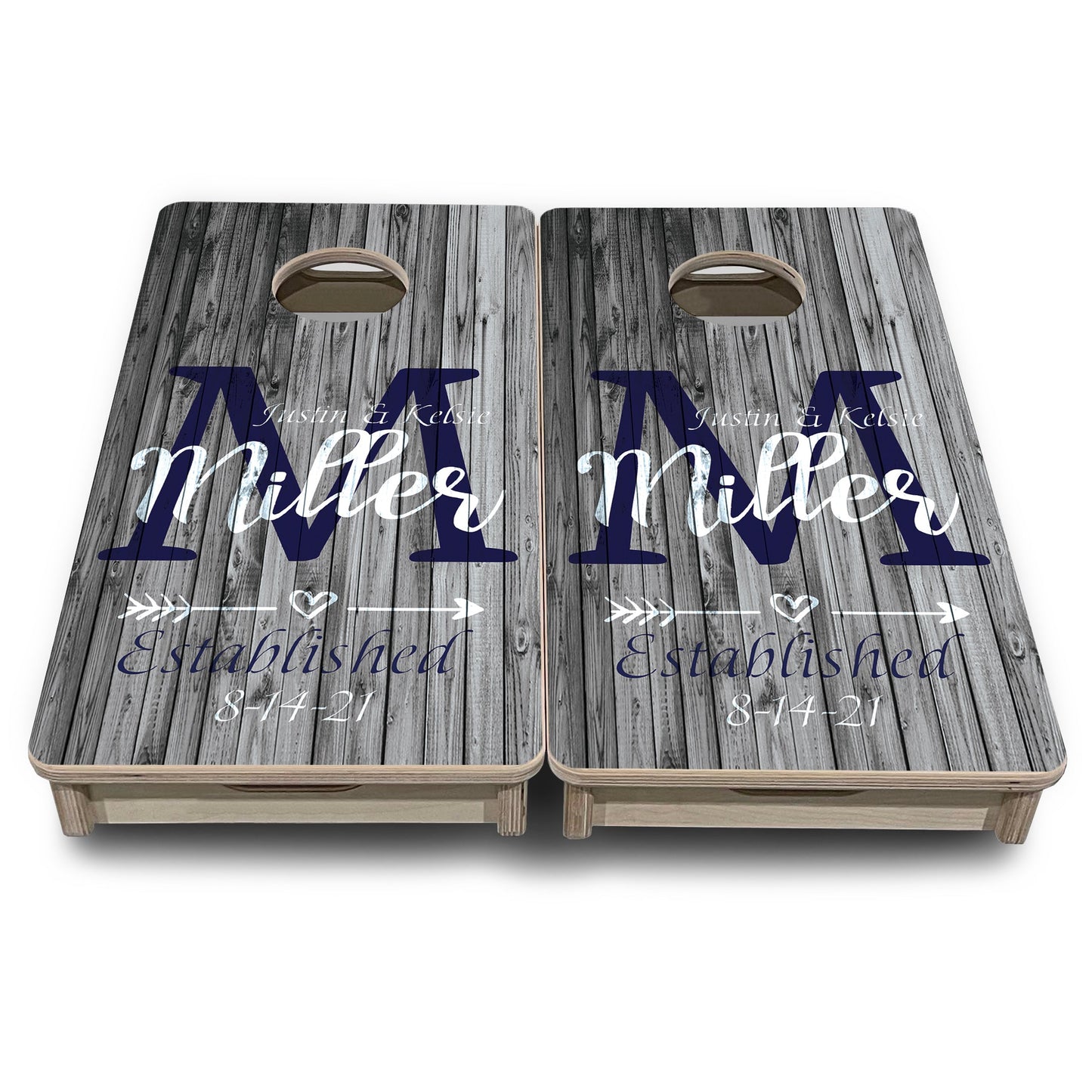 Mini Cornhole Boards - Grey Slat Wood