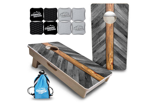 Grey Herringbone - Mini or Vacation Size Cornhole Boards