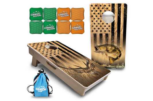 Light Wood Deer & Fish - Mini or Vacation Size Cornhole Boards