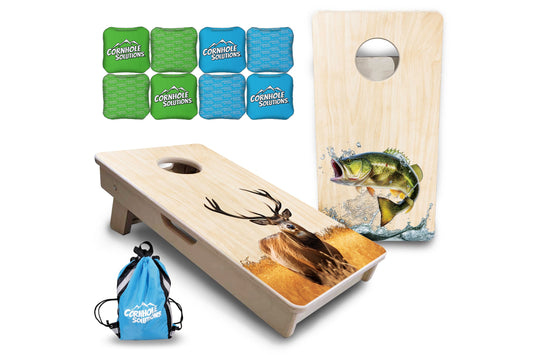 Natural Deer & Fish - Mini or Vacation Size Cornhole Boards