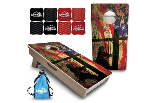 Faded Lineman Flag - Mini or Vacation Size Cornhole Boards