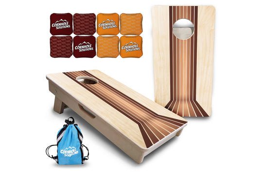 Retro Wood Lines - Mini or Vacation Size Cornhole Boards