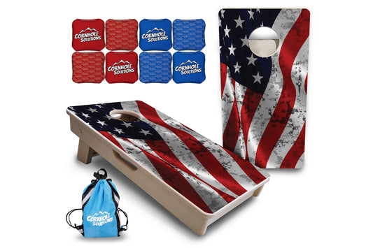 Wavy Distressed Flag - Mini or Vacation Size Cornhole Boards