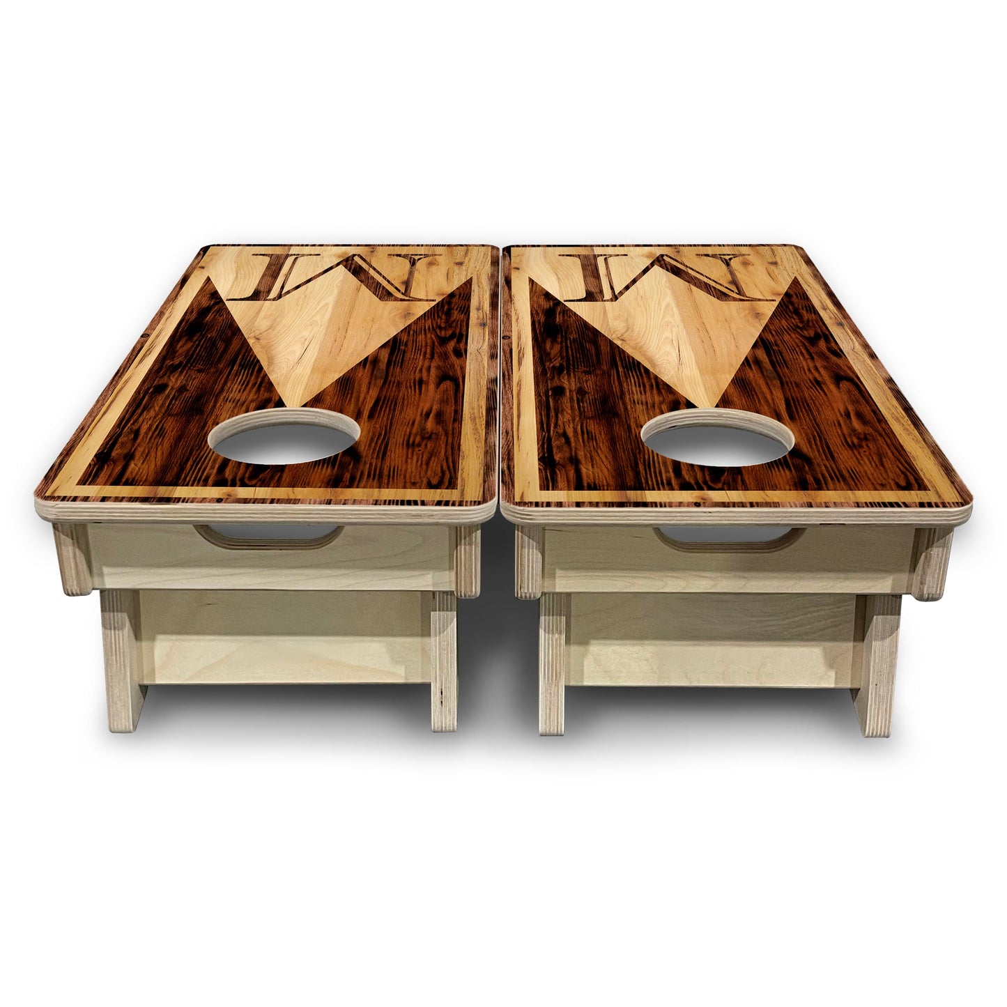 Mini Cornhole Boards - Wooden Triangle Letter Design