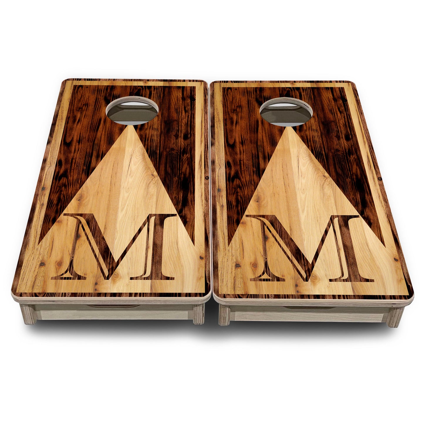 Mini Cornhole Boards - Wooden Triangle Letter Design