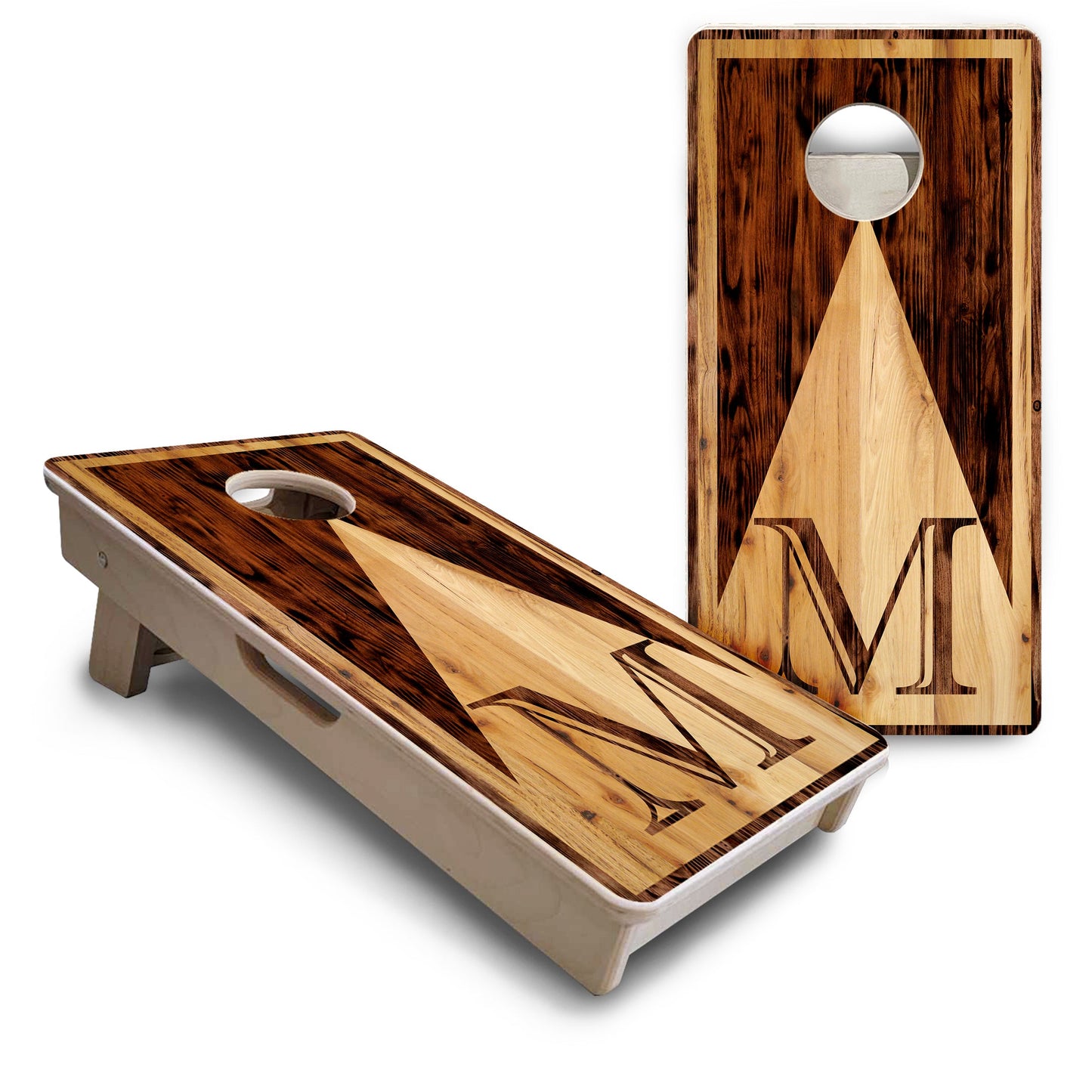 Mini Cornhole Boards - Wooden Triangle Letter Design
