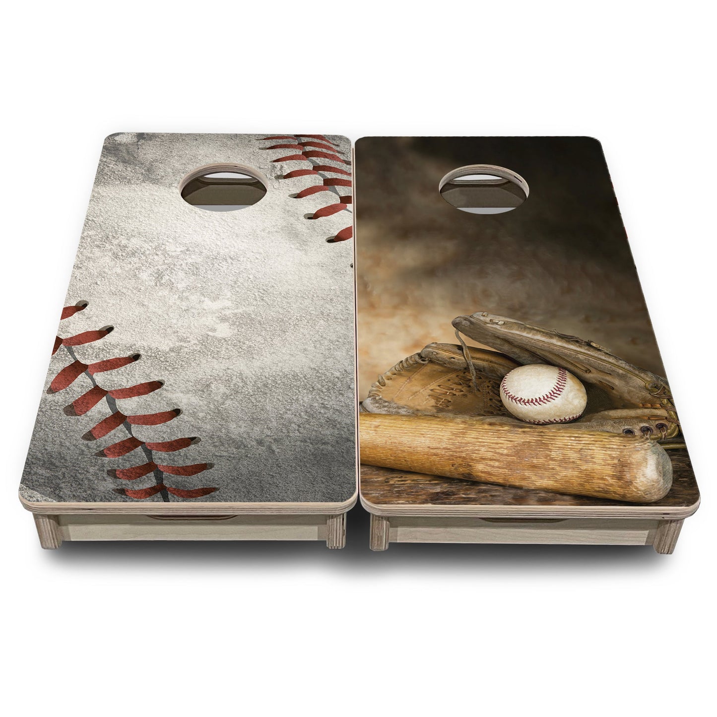 Worn Baseball & Glove - Mini or Vacation Size Cornhole Boards