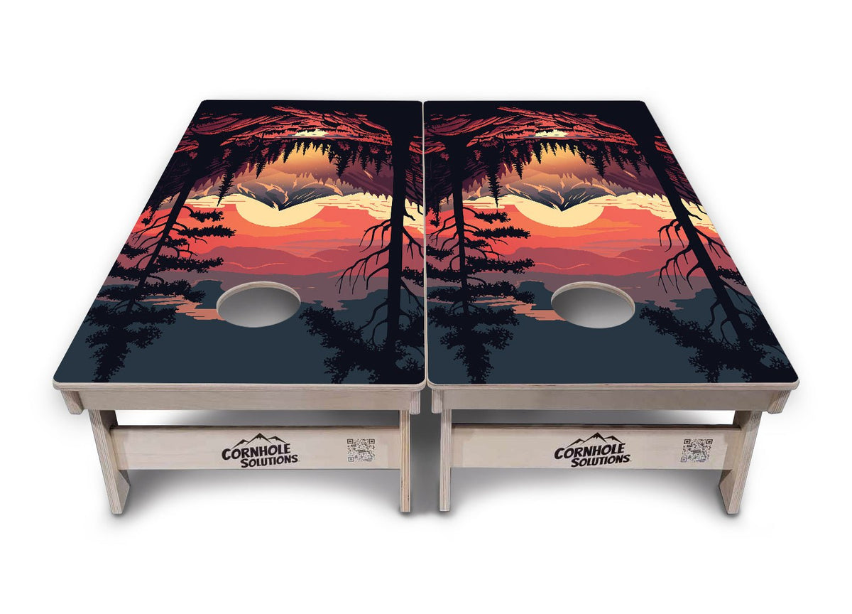 Mountain Sunset - Cornhole Boards - 4 Designs - Tournament Series