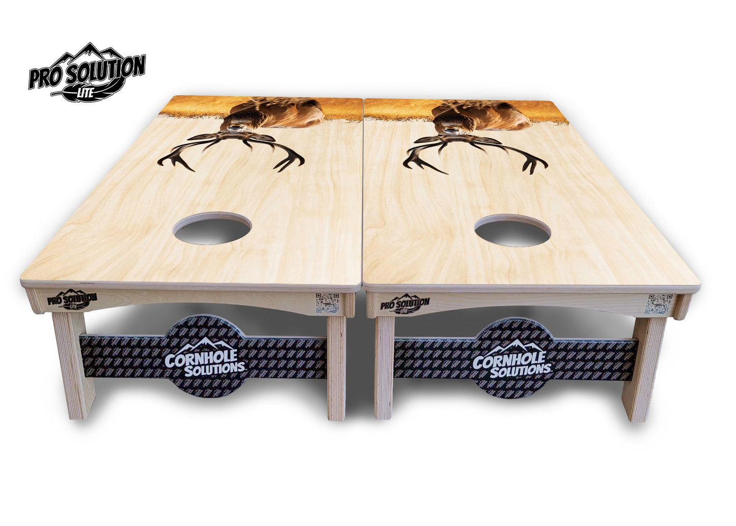 Natural Deer & Fish Cornhole Boards - Pro Solution Lite Series