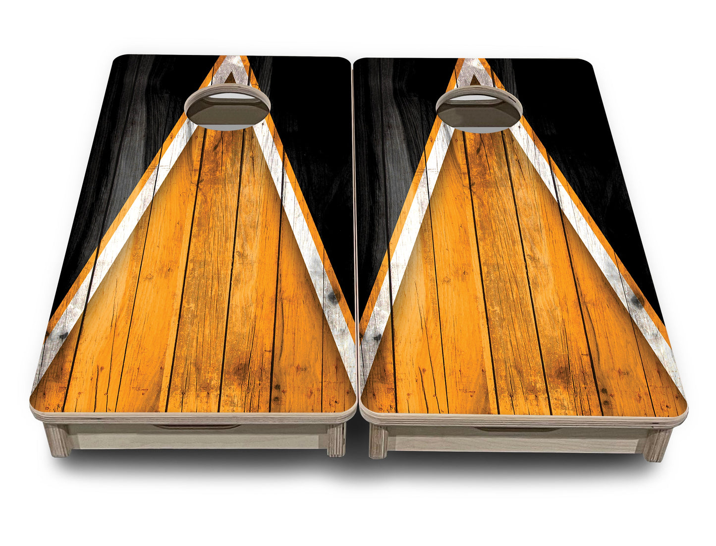 Orange & Black Triangle - Mini or Vacation Size Cornhole Boards