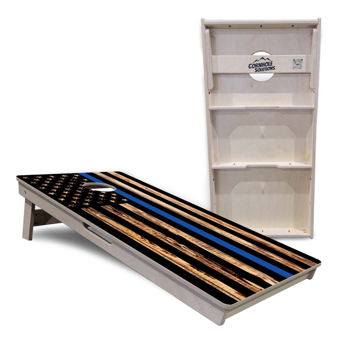 Blue & Red Line Burnt Flag Cornhole Boards - Professional Tournament Series