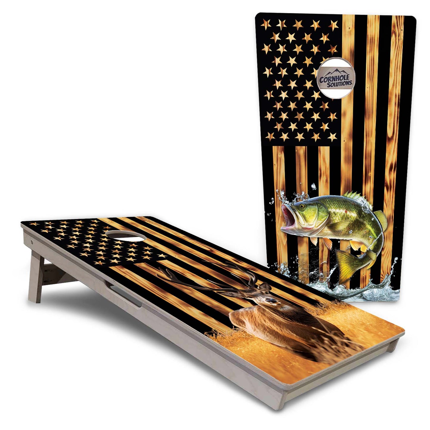 Colorful Deer & Fish Cornhole Boards - Professional Tournament Series