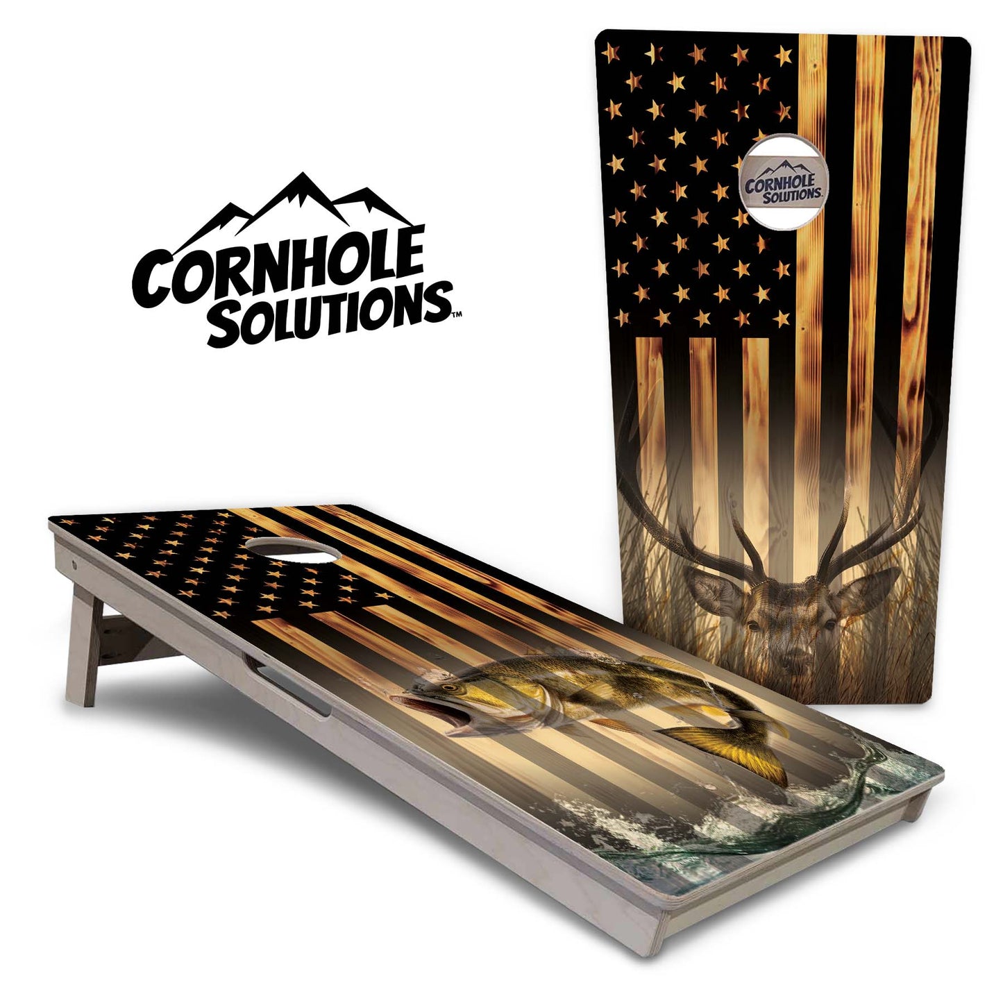 Hidden Deer / Fish Cornhole Boards - Professional Tournament Series - Free Shipping!