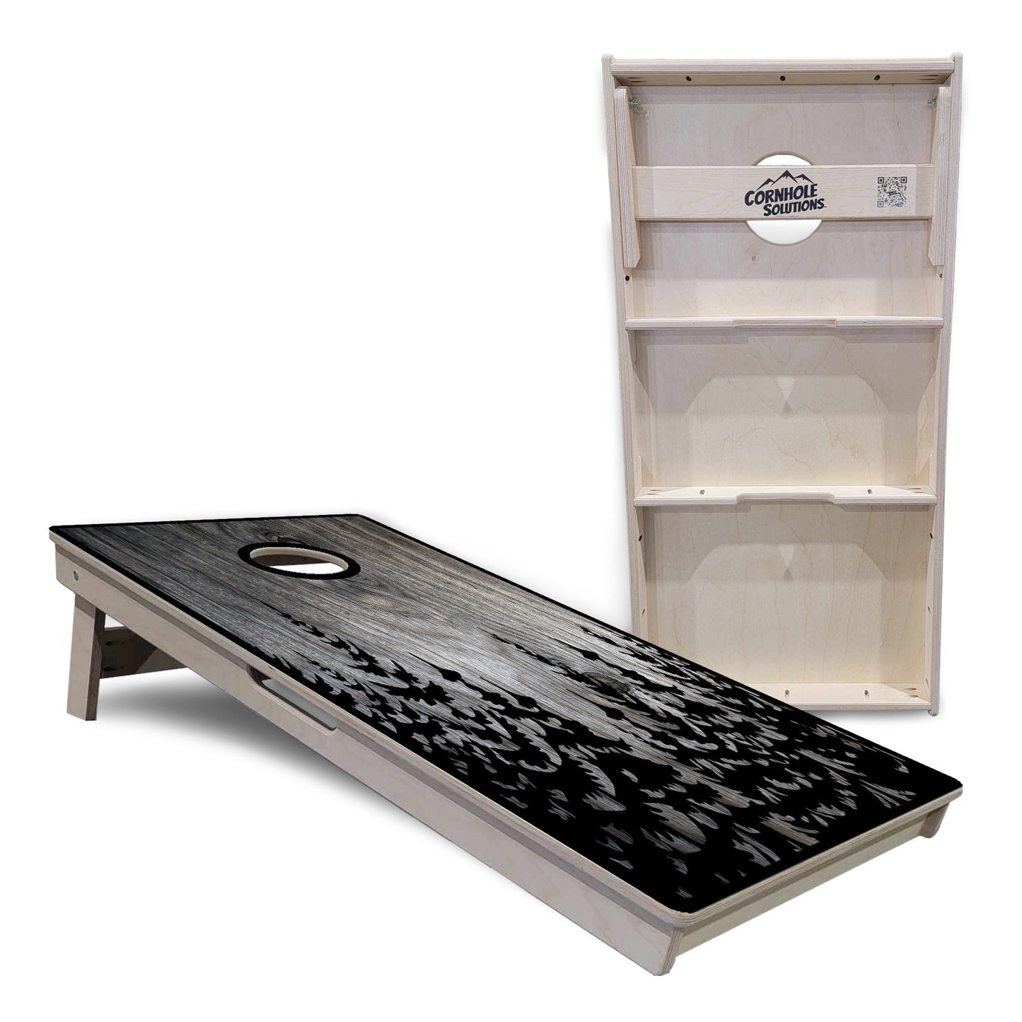 Greyscale Pine Trees Cornhole Boards - Professional Tournament Series