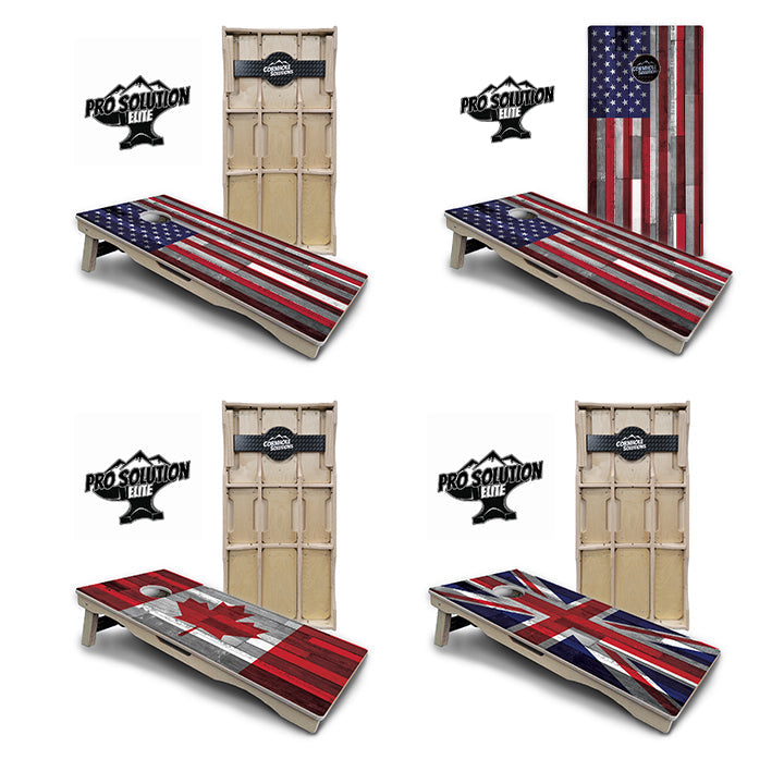 USA / Canada / Union Jack Plank Flag Cornhole Boards - Pro Solution Elite Series
