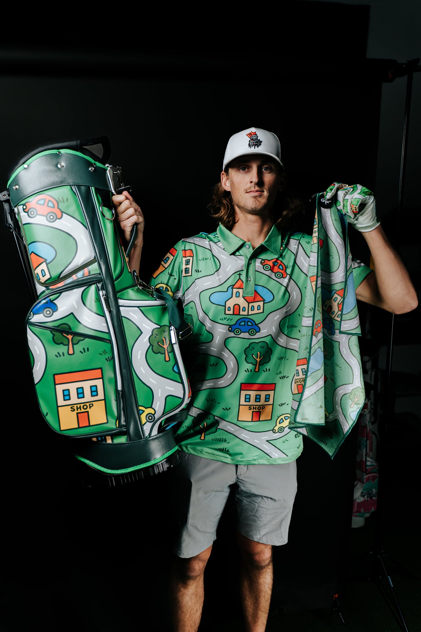 Nostalgic Kids Car Map Golf Towel