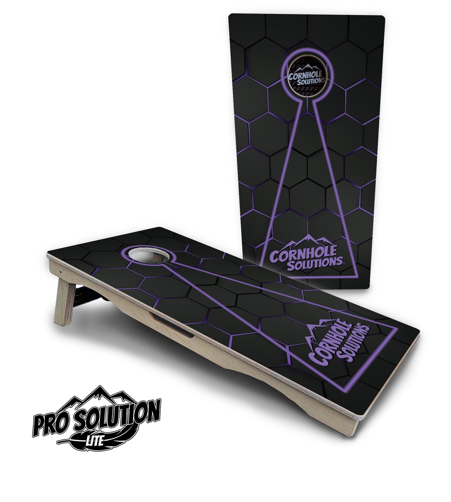Glow Hole Black Cornhole Boards - Pro Solution Lite Series