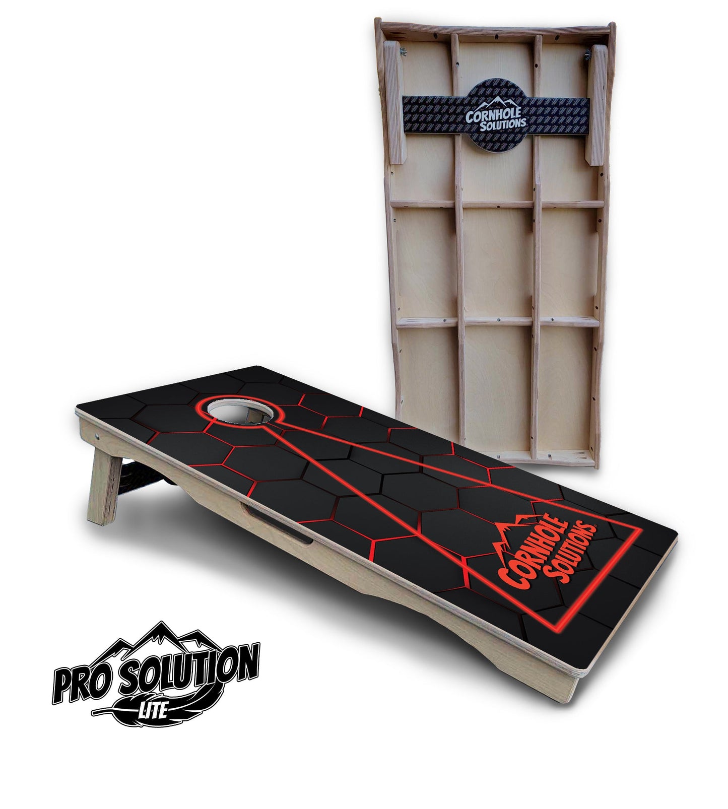 Glow Hole Black Cornhole Boards - Pro Solution Lite Series