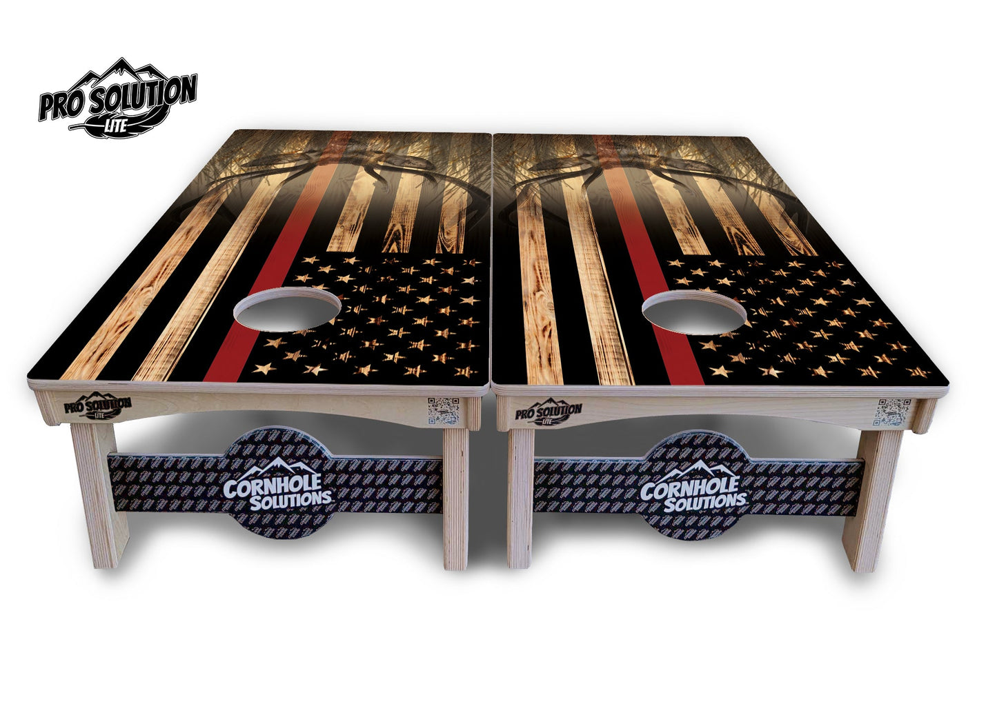Red Line Deer & Fish Flag Cornhole Boards - Pro Solution Lite Series