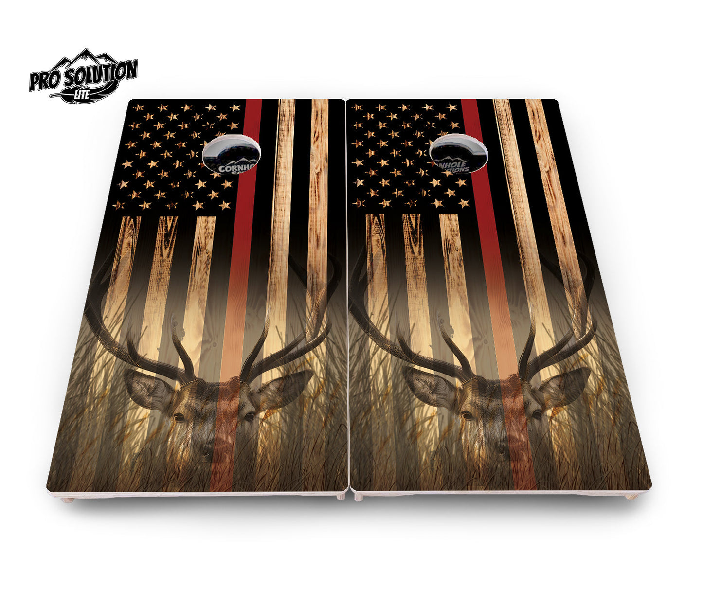 Red Line Deer & Fish Flag Cornhole Boards - Pro Solution Lite Series
