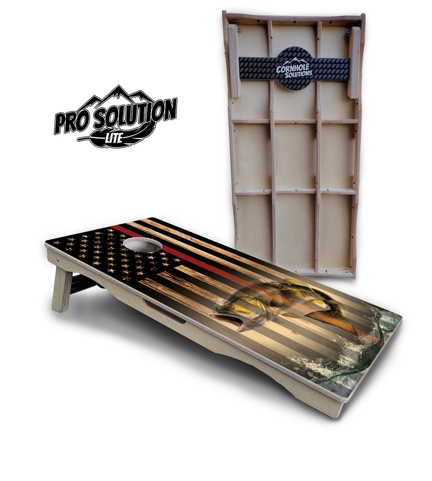 Red Line Deer & Fish Flag Cornhole Boards - Pro Solution Lite Series