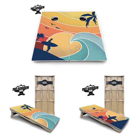 Retro Beach Cornhole Boards - Pro Solution Elite Series