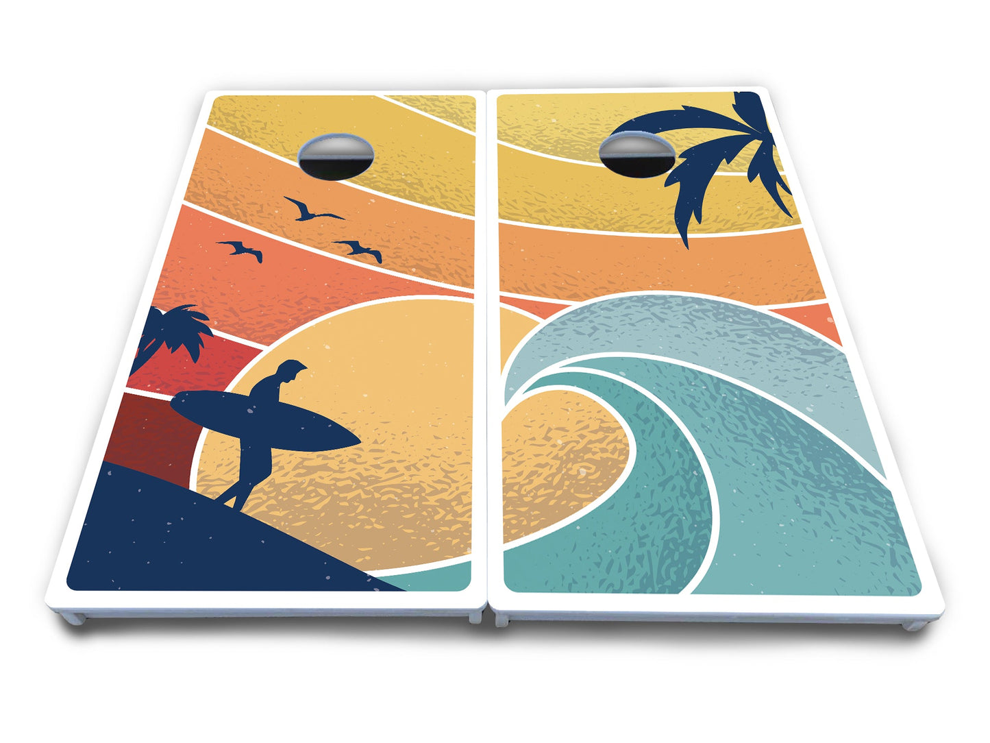 Retro Beach Cornhole Boards - All Weather Series