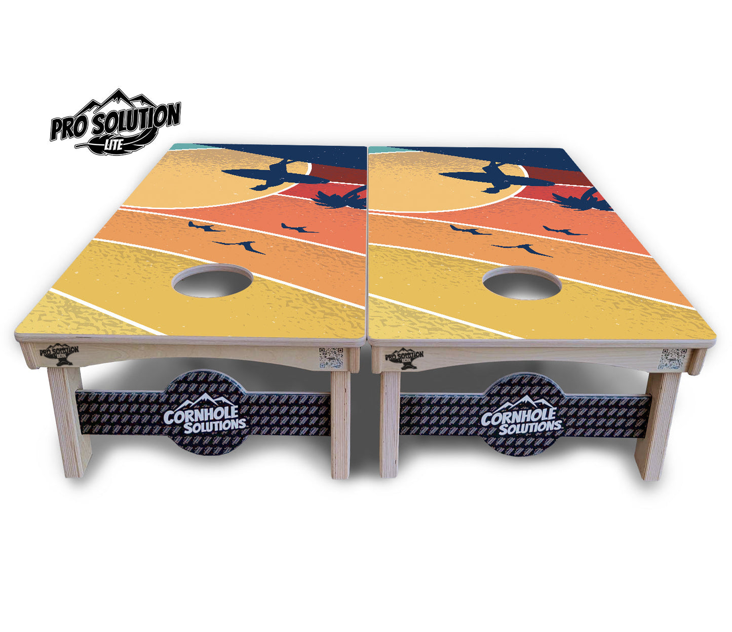 Retro Beach Cornhole Boards - Pro Solution Lite Series