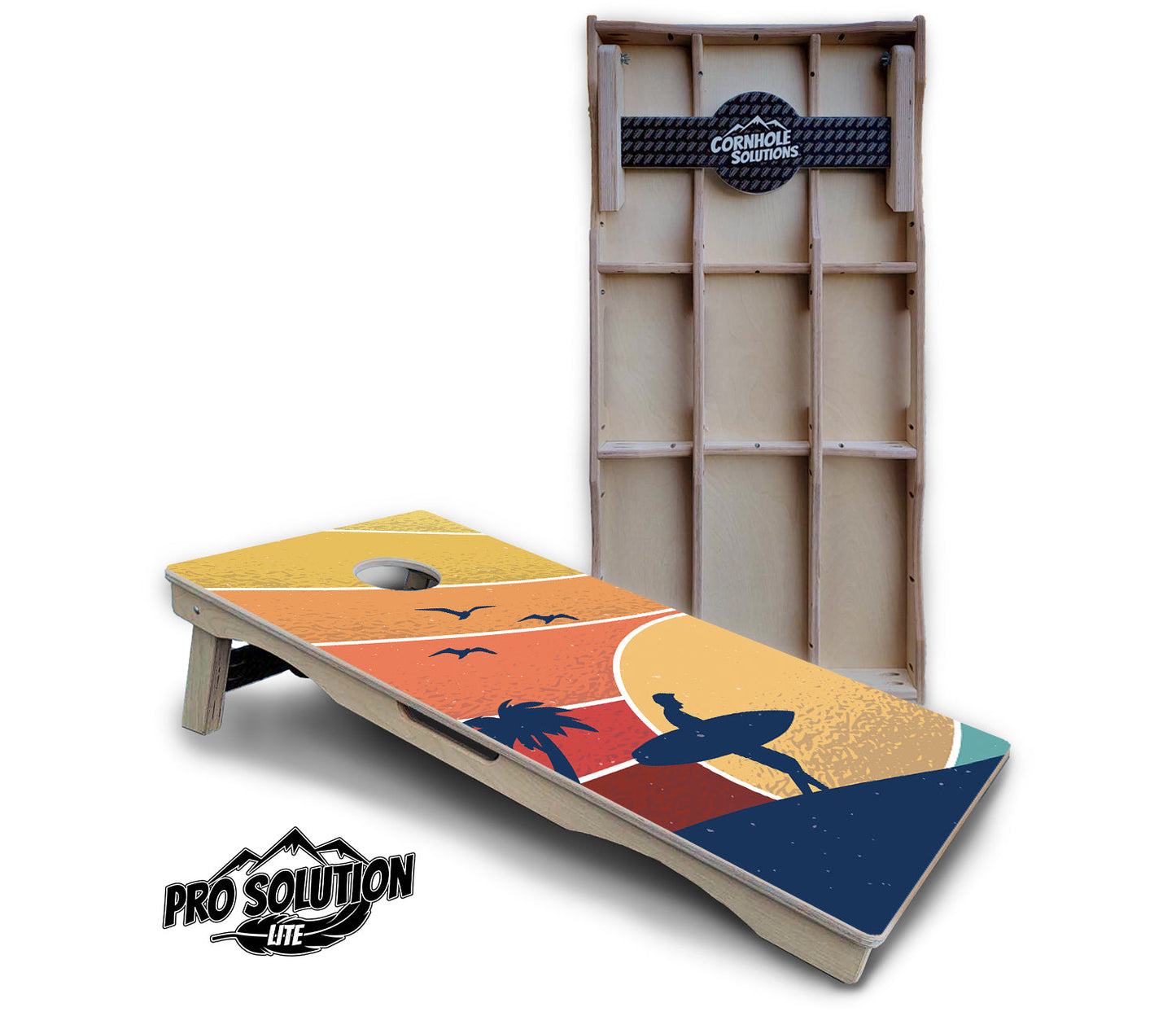 Retro Beach Cornhole Boards - Pro Solution Lite Series