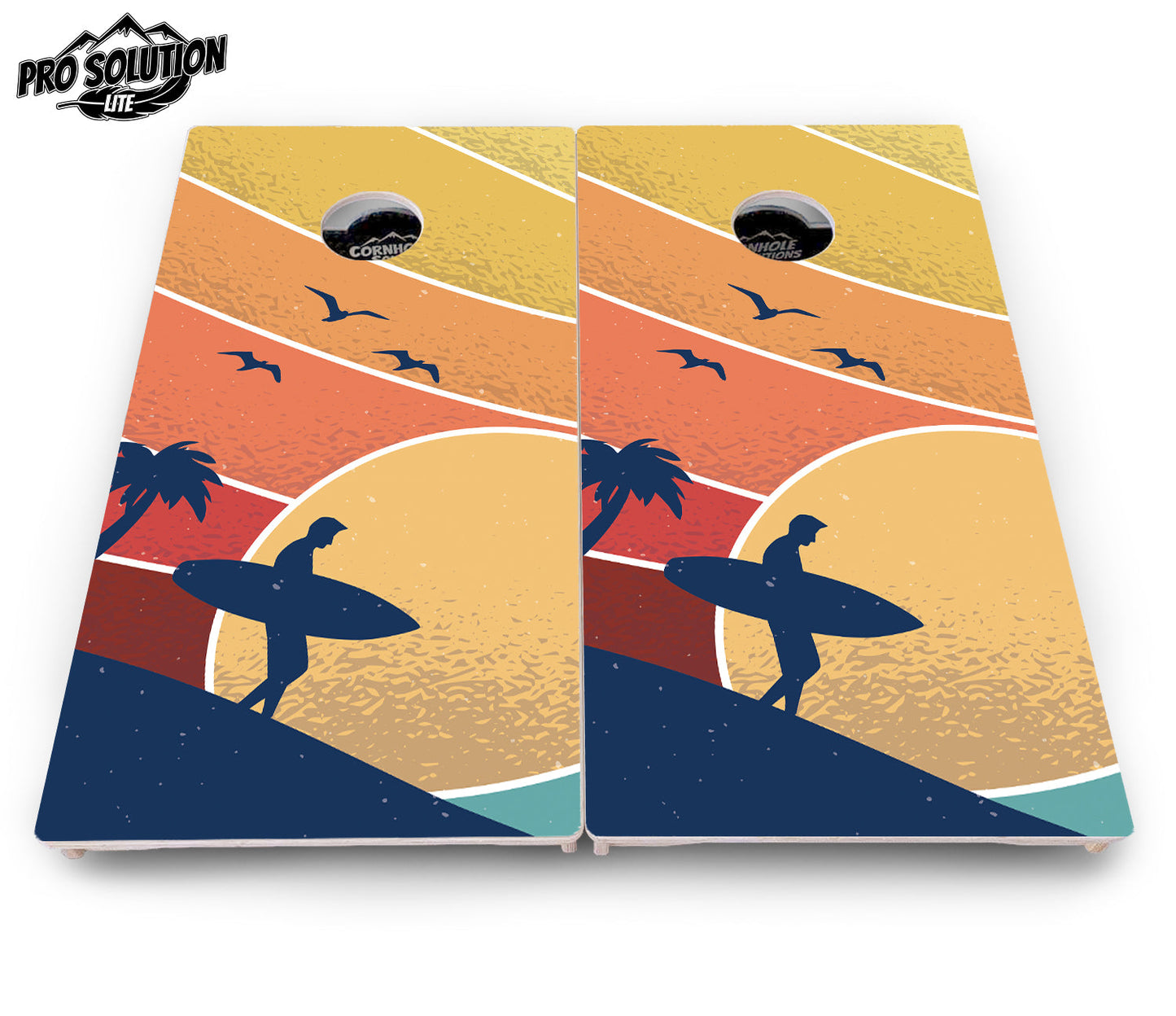 Retro Beach Cornhole Boards - Pro Solution Lite Series