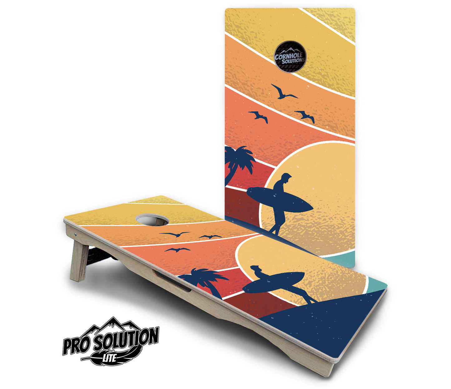 Retro Beach Cornhole Boards - Pro Solution Lite Series