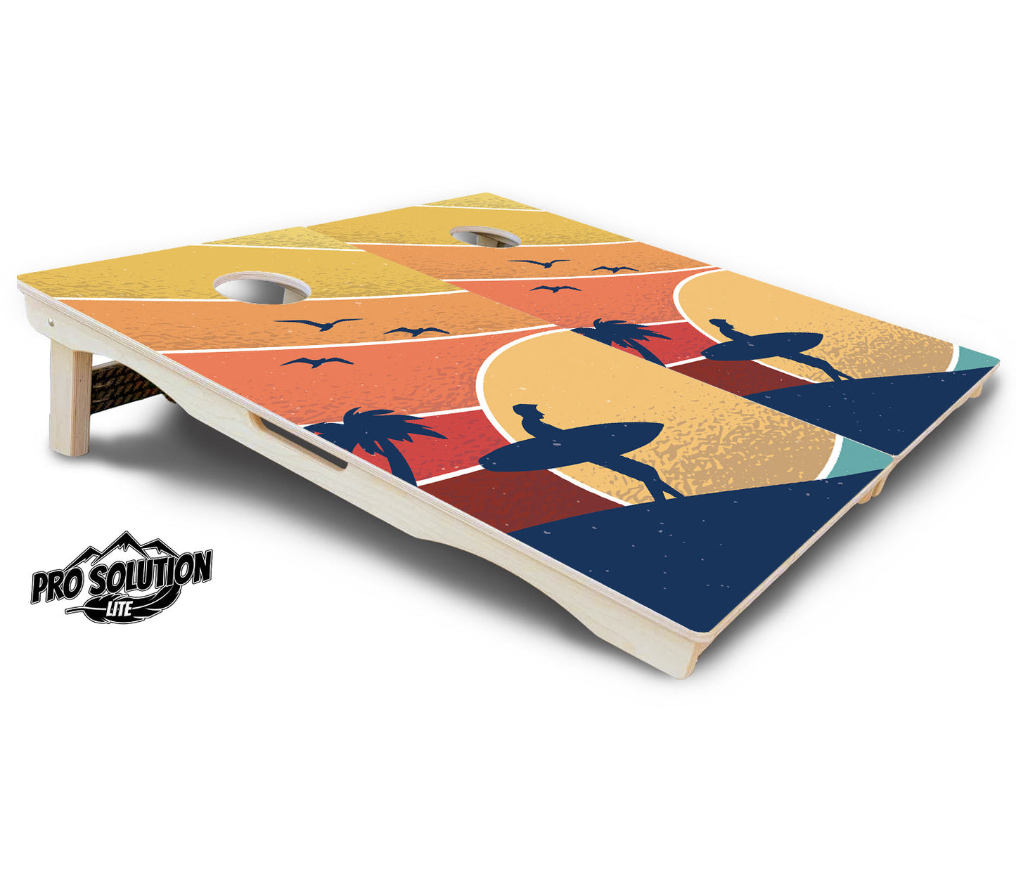 Retro Beach Cornhole Boards - Pro Solution Lite Series