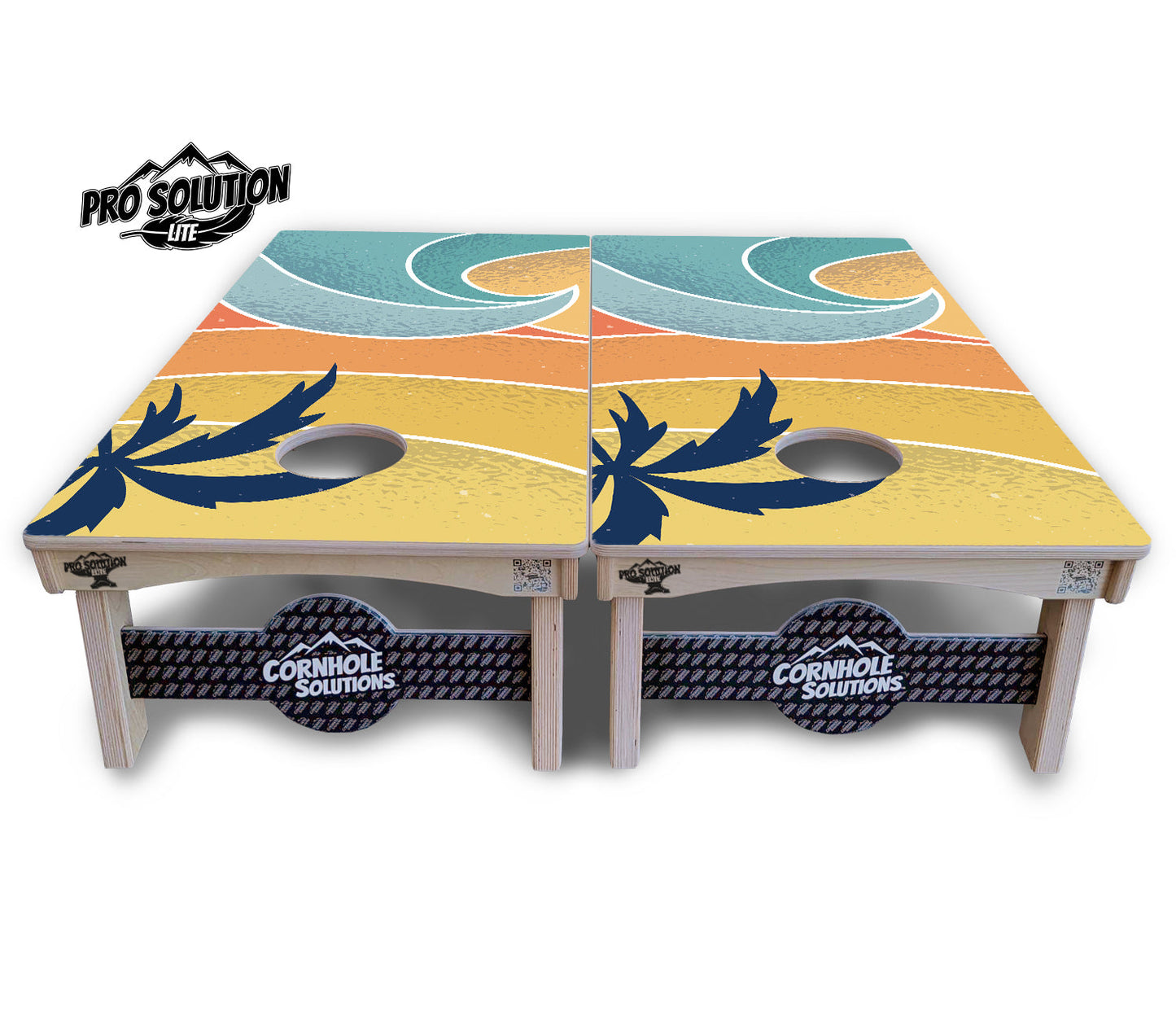 Retro Beach Cornhole Boards - Pro Solution Lite Series